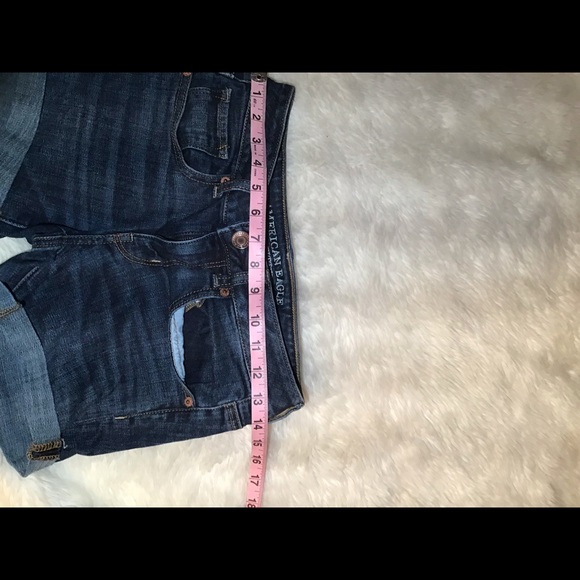 American eagle blue super stretch midi shorts size 2 - Picture 5 of 6